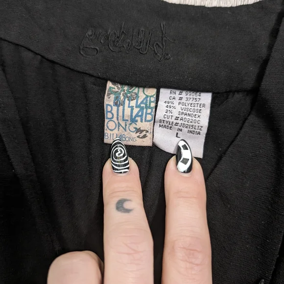 Billabong Retro Y2K Black wrap dress patchwork design Size Large Goth Alt - Picture 5 of 7